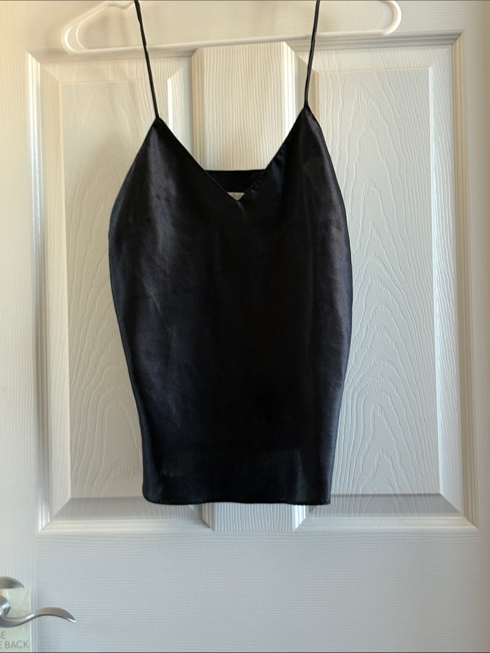 Satin Black Spaghetti-Strap Cami Top for Women